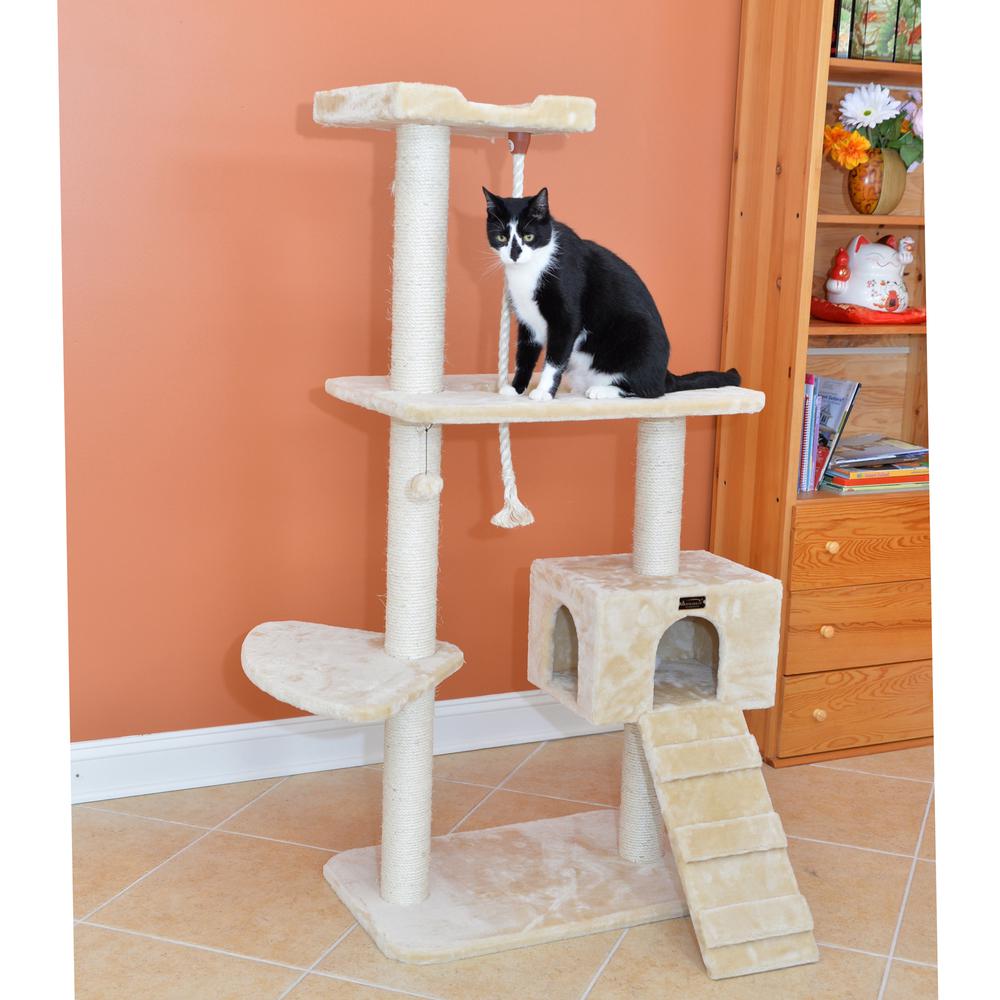 Armarkat Natural Sisal Real Wood Scratching Cat Tree 58 Height Beige A5801. Picture 4