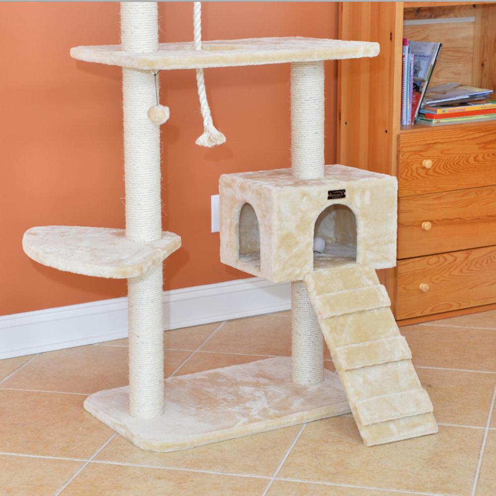 Armarkat Natural Sisal Real Wood Scratching Cat Tree 58 Height Beige A5801. Picture 5