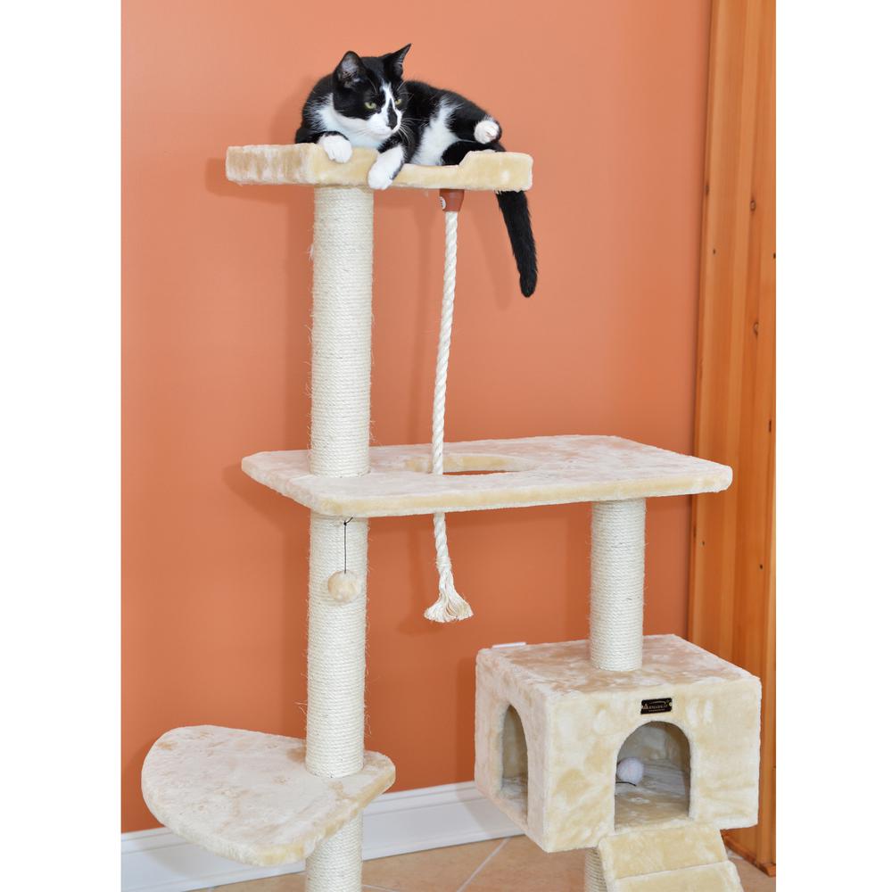 Armarkat Natural Sisal Real Wood Scratching Cat Tree 58 Height Beige A5801. Picture 6