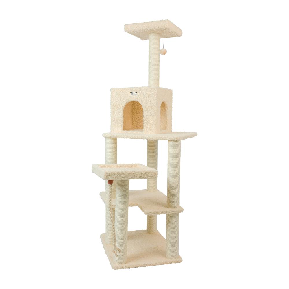 Armarkat Real Wood Cat Tower, Ultra thick Faux Fur Covered Cat Condo House A6902, Beige. Picture 11