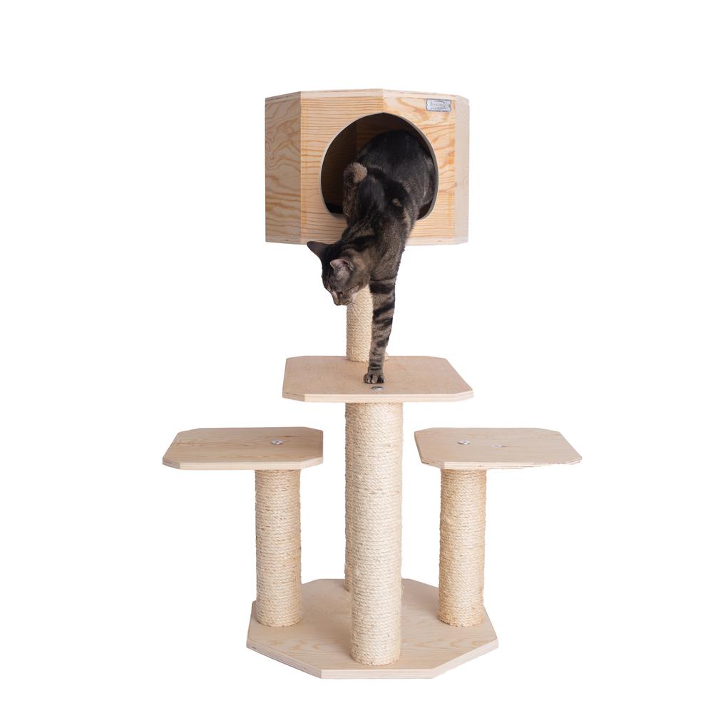 Armarkat Real Wood Premium Model S4203 Scots Pine, Solid Wood Cat Tree, 46" Tall. Picture 9