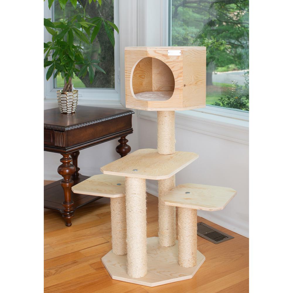 Armarkat Real Wood Premium Model S4203 Scots Pine, Solid Wood Cat Tree, 46" Tall. Picture 4