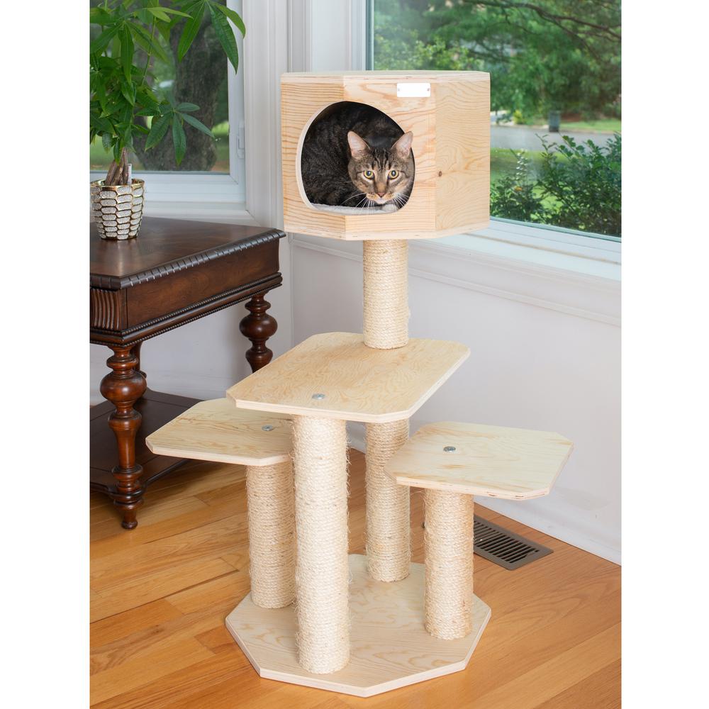 Armarkat Real Wood Premium Model S4203 Scots Pine, Solid Wood Cat Tree, 46" Tall. Picture 7