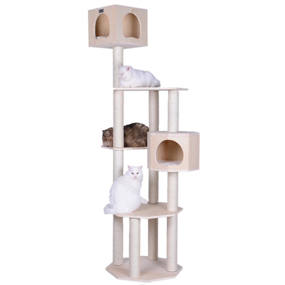 Armarkat Real Wood Premium Scots Pine 85-Inch Cat Tree with Five Levels, Two Condos. Picture 1