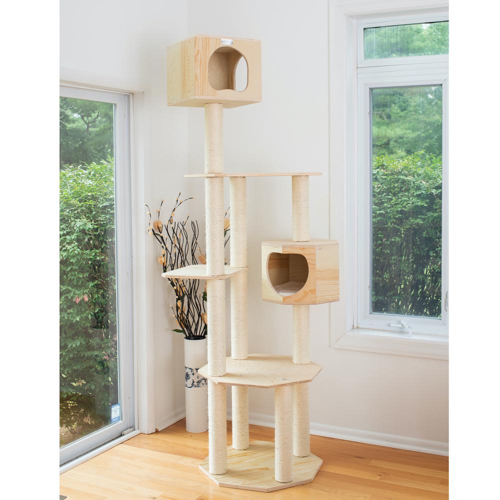 Armarkat Real Wood Premium Scots Pine 85-Inch Cat Tree with Five Levels, Two Condos. Picture 3