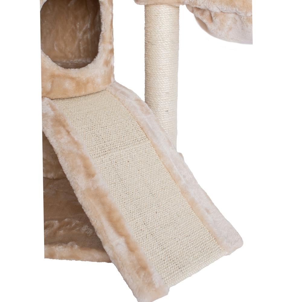 Armarkat Spacious Thick Fur Real Wood Cat Tower With Basket Lounge, Ramp, Beige A5806. Picture 8