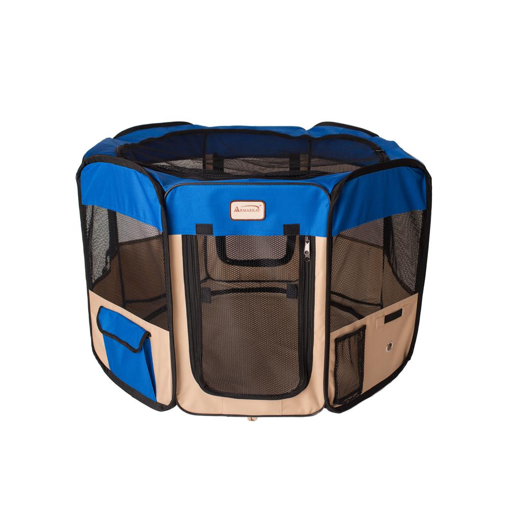 Armarkat Model PP001B-M Portable Pet Playpen in Blue and Beige Combo. Picture 8