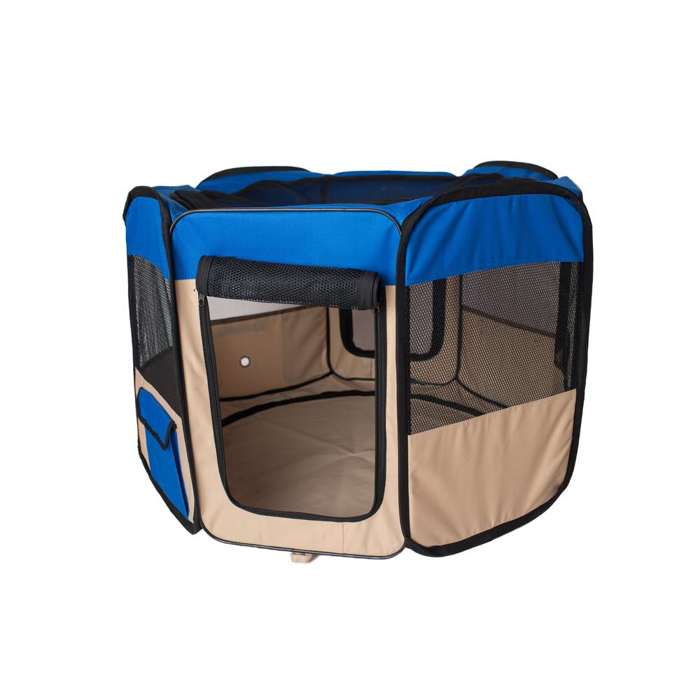 Armarkat PP001B-XL Portable Pet Playpen In Blue and Beige Combo. Picture 7
