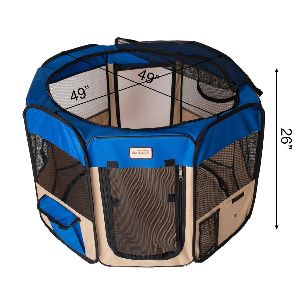 Armarkat PP001B-XL Portable Pet Playpen In Blue and Beige Combo. Picture 5