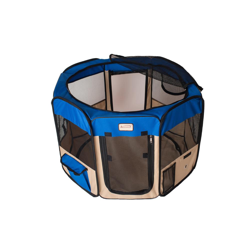 Armarkat PP001B-XL Portable Pet Playpen In Blue and Beige Combo. Picture 6