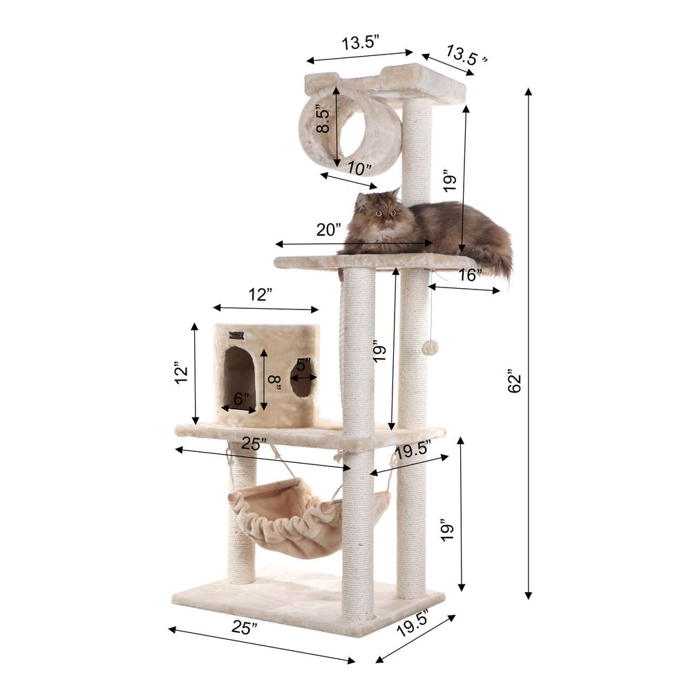 Armarkat 62" Real Wood Cat tree With Scratch posts, Hammock for Cats And Kittens A6202. Picture 6