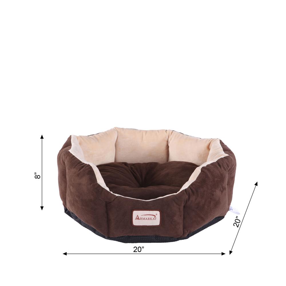 Armarkat Model C01HKF/MH Pet Bed with polyfill in Beige & Mocha for Cats and Extra Small Dogs. Picture 6