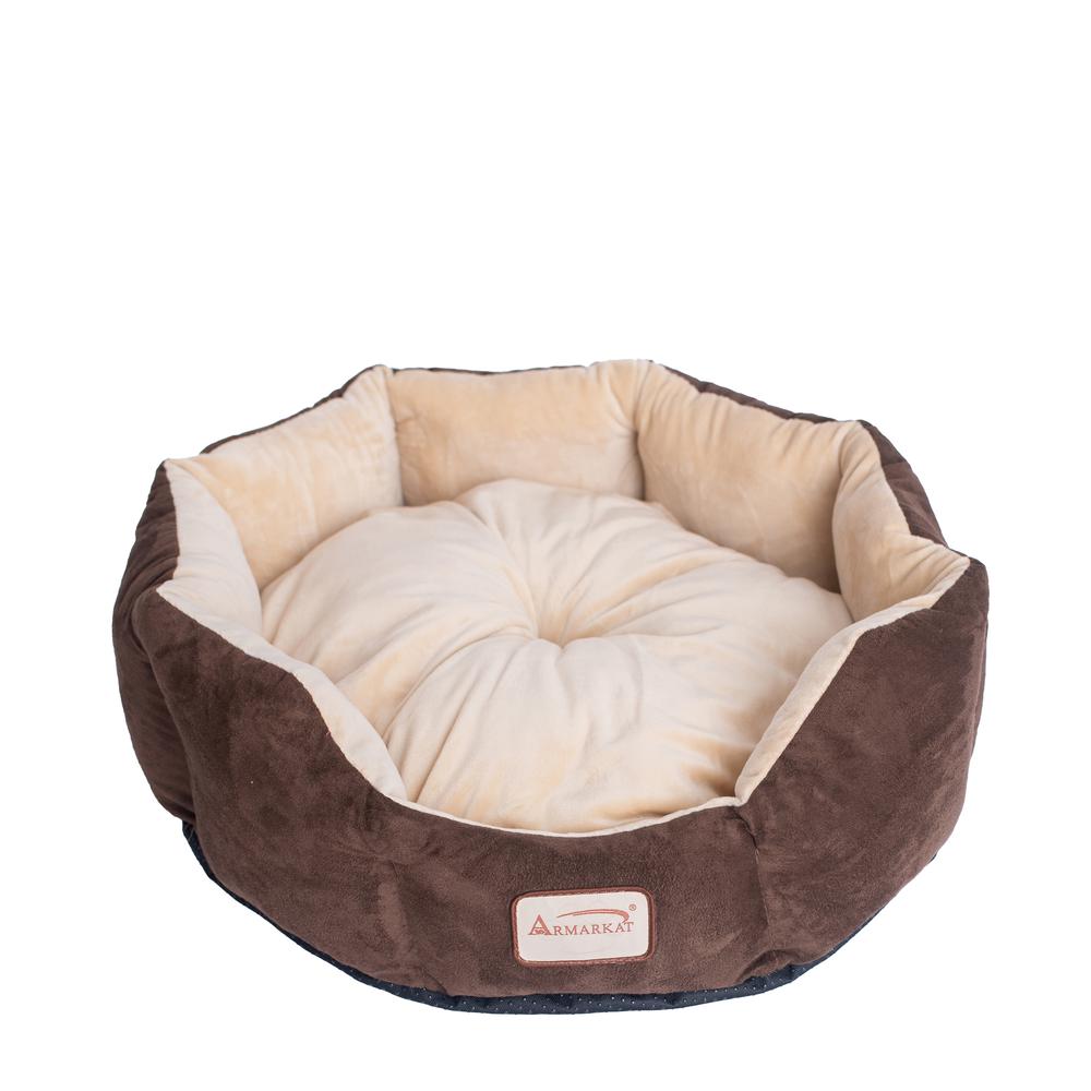 Armarkat Model C01HKF/MH Pet Bed with polyfill in Beige & Mocha for Cats and Extra Small Dogs. Picture 9