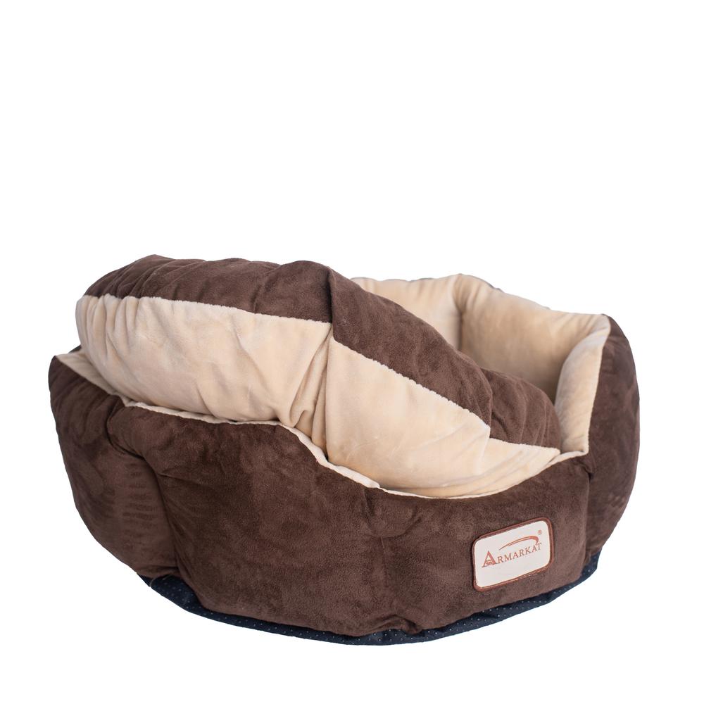 Armarkat Model C01HKF/MH Pet Bed with polyfill in Beige & Mocha for Cats and Extra Small Dogs. Picture 11