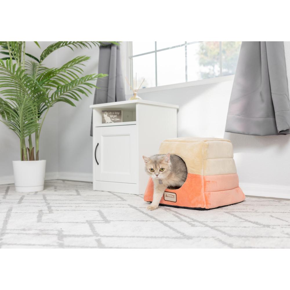 Armarkat 2-In-1 Cat Bed Cave Shape And Cuddle Pet Bed, Orange/Beige. Picture 4