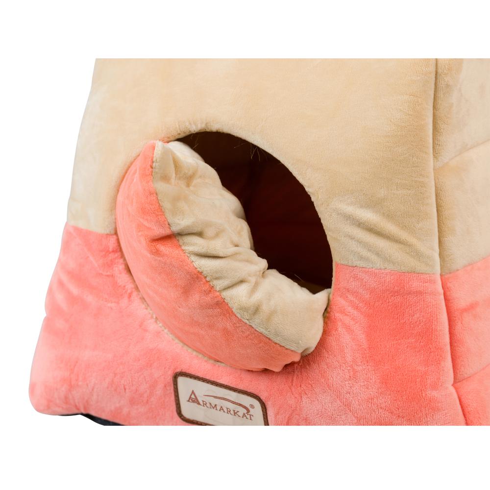 Armarkat 2-In-1 Cat Bed Cave Shape And Cuddle Pet Bed, Orange/Beige. Picture 8