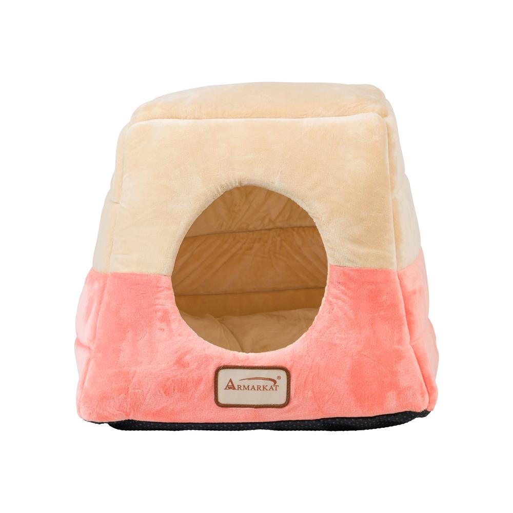 Armarkat 2-In-1 Cat Bed Cave Shape And Cuddle Pet Bed, Orange/Beige. Picture 10