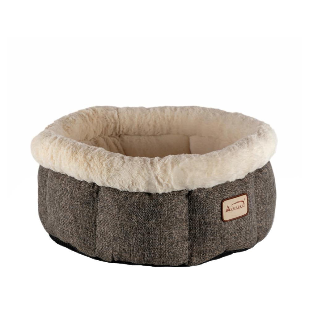 Armarkat Cozy Cat Bed in Beige and Gray C105HHS/MB. Picture 1