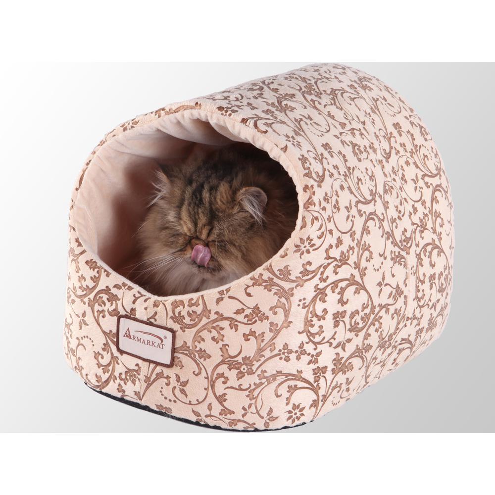 Armarkat Cat Bed Model C11HYH/MH           Beige Floral Pattern. The main picture.