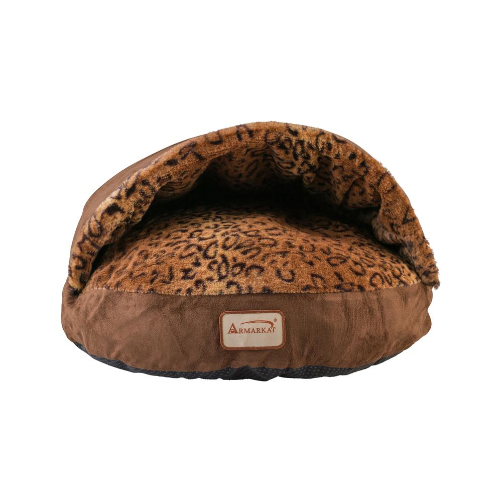 Armarkat Cat Bed Model C31HKF/BW, Mocha and Leopard. Picture 1