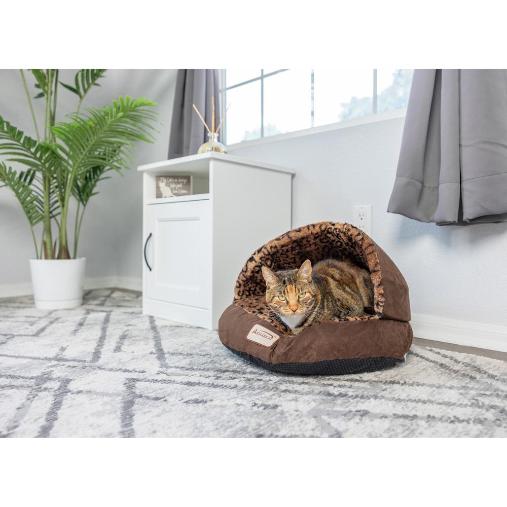 Armarkat Cat Bed Model C31HKF/BW, Mocha and Leopard. Picture 4