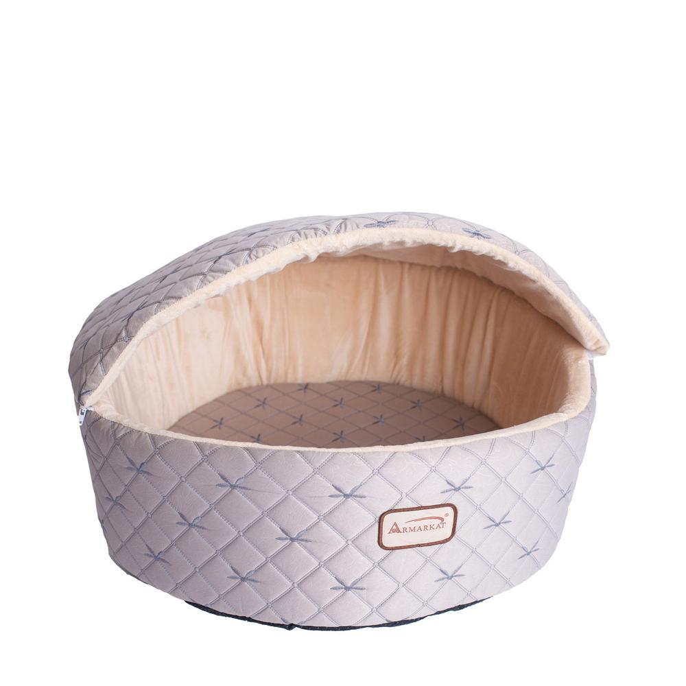 Armarkat Cat Bed Model C33HQH/MH-S, Small, Pale Silver and Beige. Picture 2