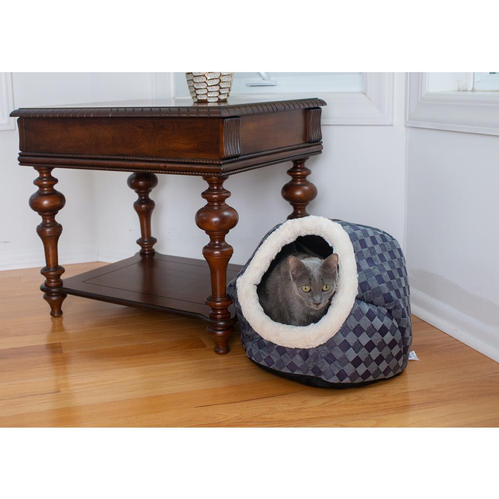 Armarkat Cuddle Cave Cat Bed C44 For Cats & Puppy Dogs,  Blue Checkered. Picture 4