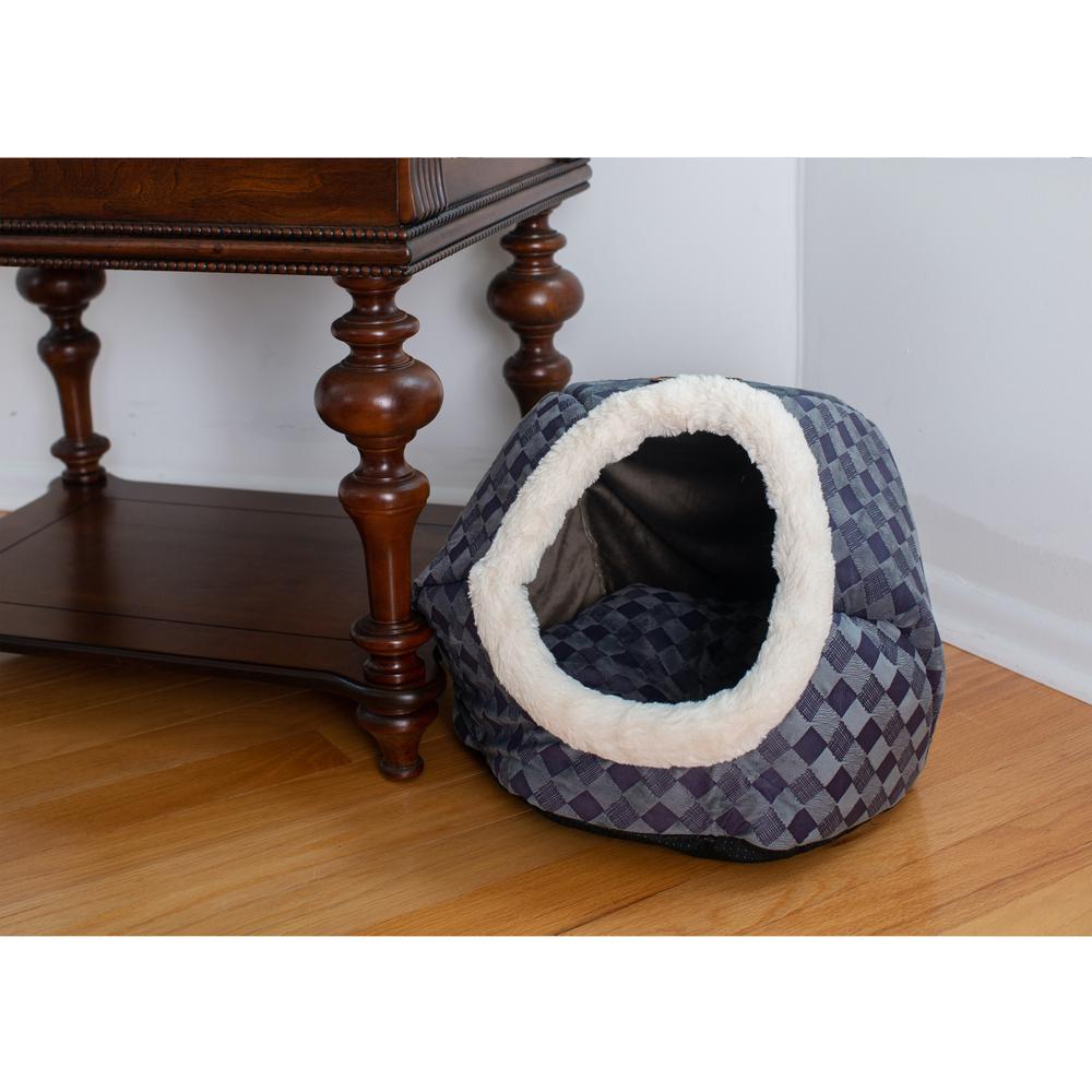 Armarkat Cuddle Cave Cat Bed C44 For Cats & Puppy Dogs,  Blue Checkered. Picture 5