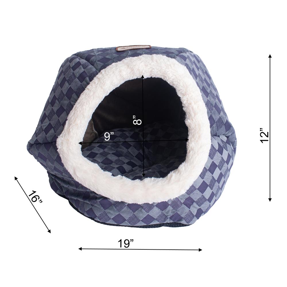 Armarkat Cuddle Cave Cat Bed C44 For Cats & Puppy Dogs,  Blue Checkered. Picture 6