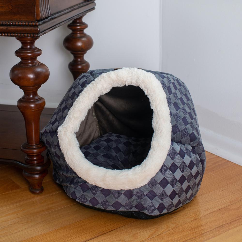 Armarkat Cuddle Cave Cat Bed C44 For Cats & Puppy Dogs,  Blue Checkered. Picture 7