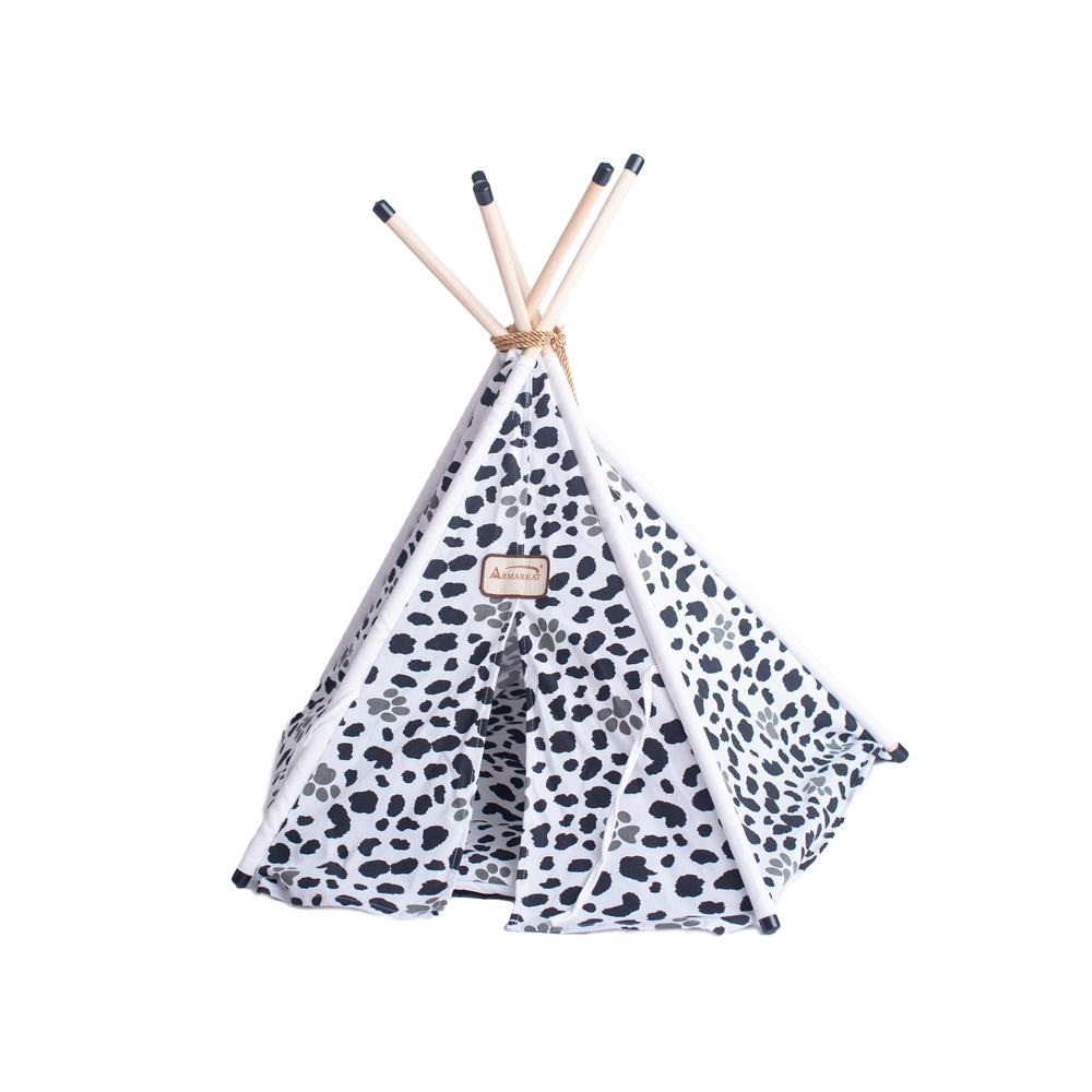 Armarkat Cat Bed Model C46, Teepee style, White w/black paw print. Picture 2