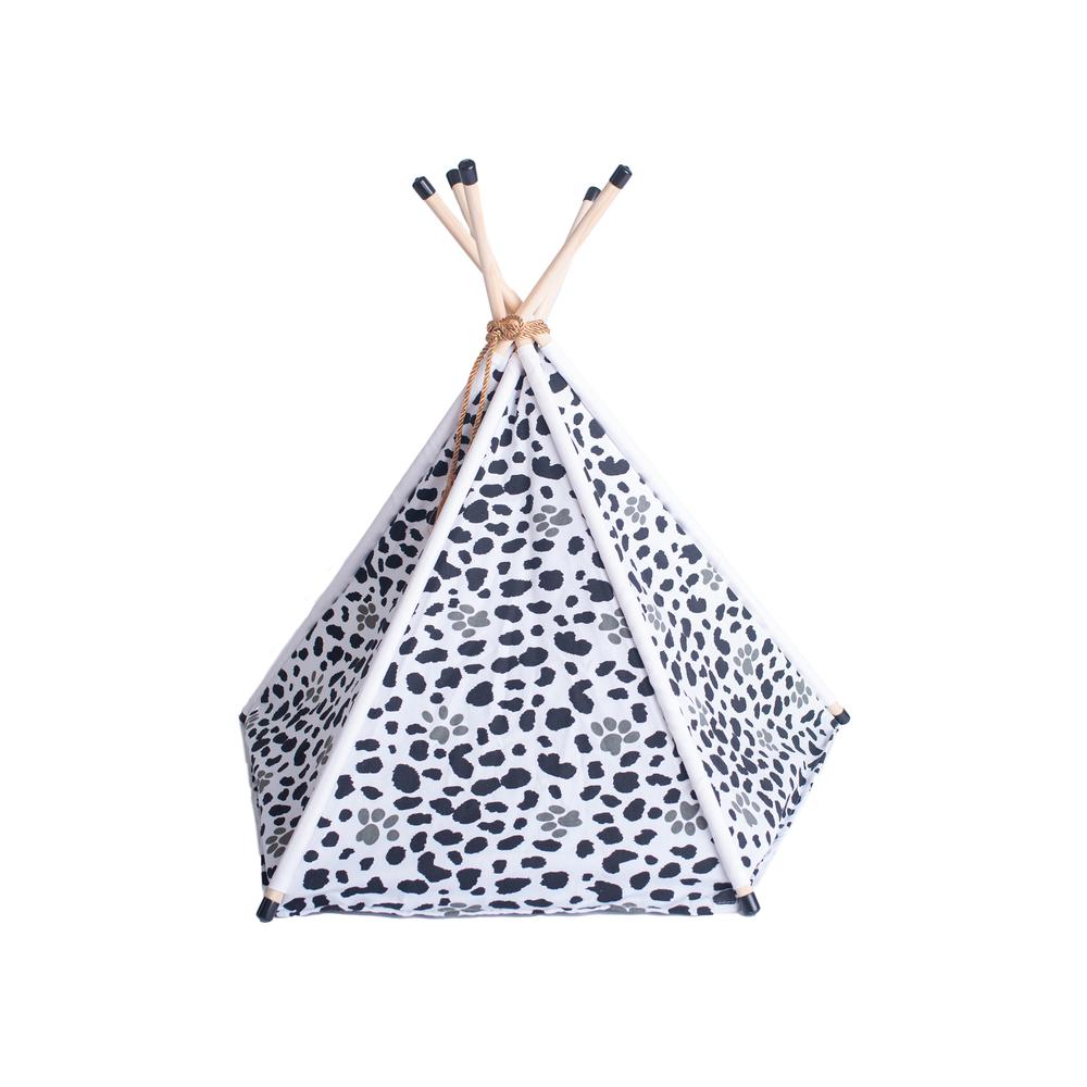 Armarkat Cat Bed Model C46, Teepee style, White w/black paw print. Picture 3