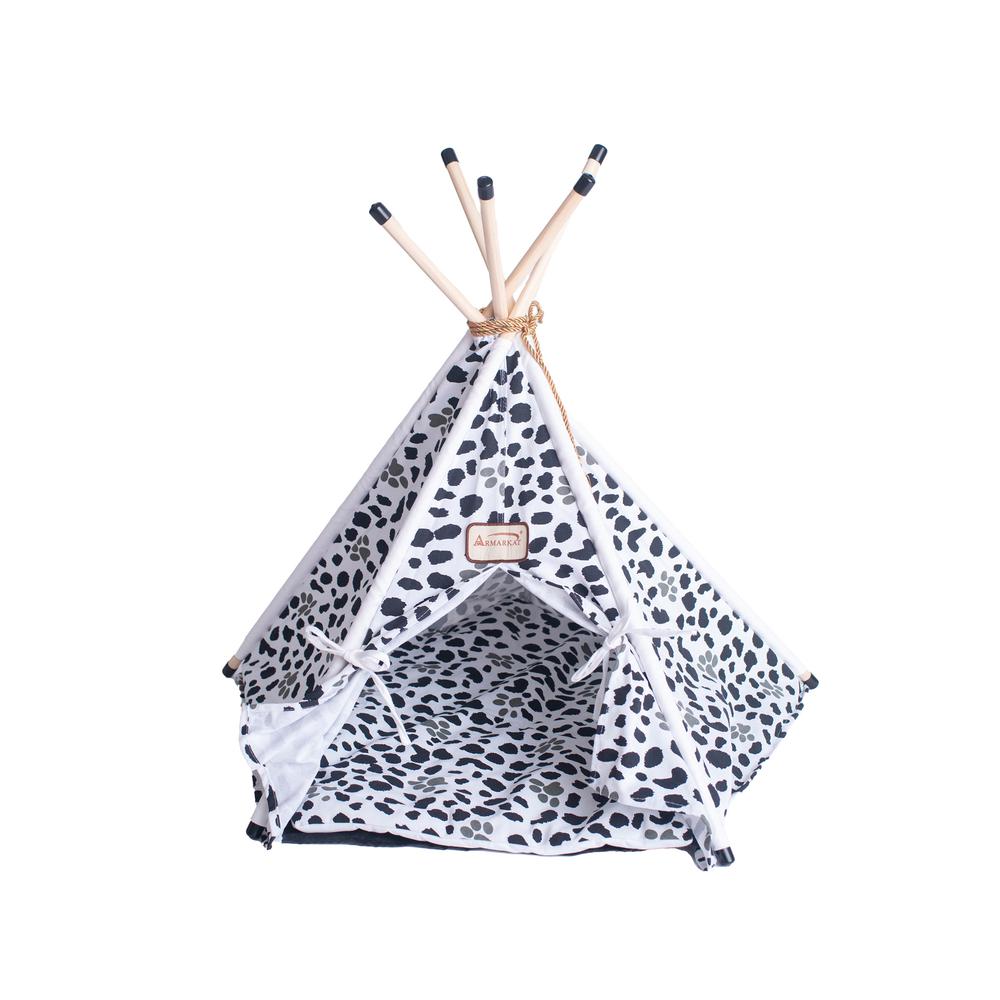 Armarkat Cat Bed Model C46, Teepee style, White w/black paw print. Picture 9