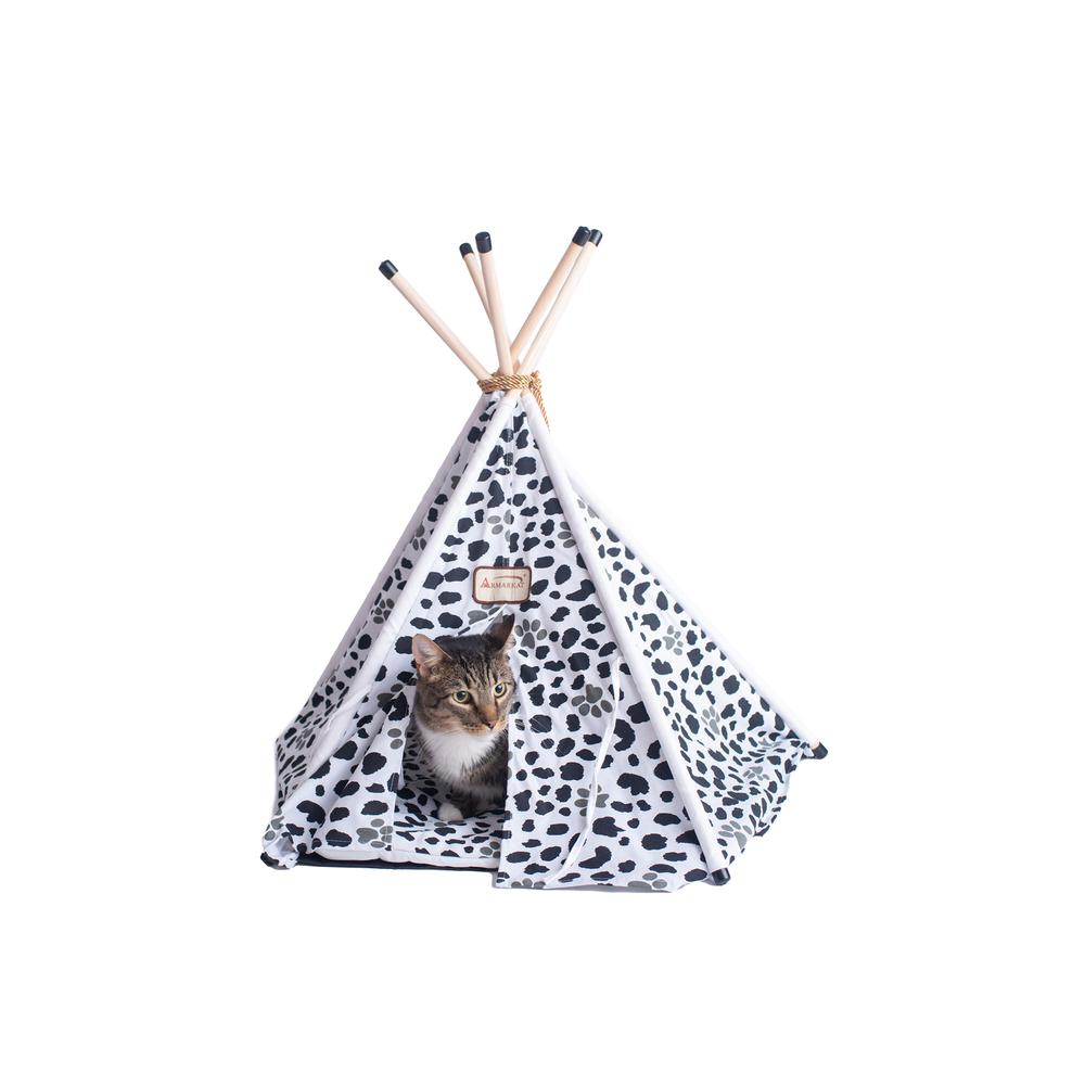 Armarkat Cat Bed Model C46, Teepee style, White w/black paw print. Picture 11