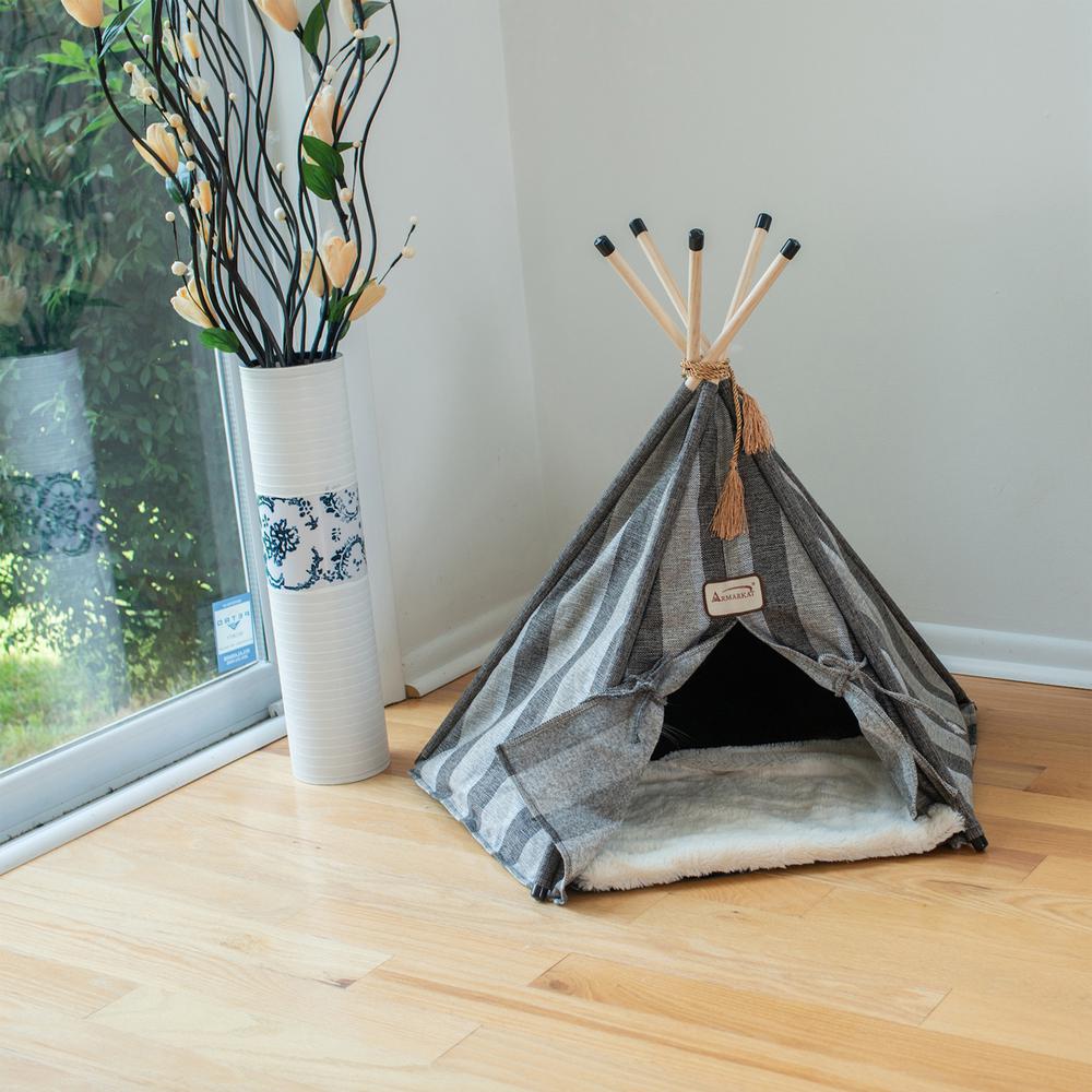 Armarkat Cat Bed Model C56HBS/SH, Teepee Style with Striped Pattern. Picture 4