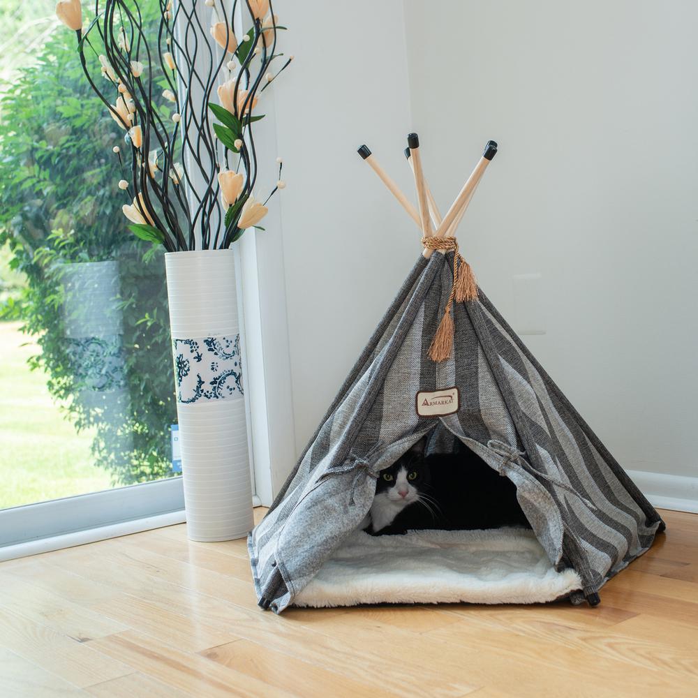 Armarkat Cat Bed Model C56HBS/SH, Teepee Style with Striped Pattern. Picture 5