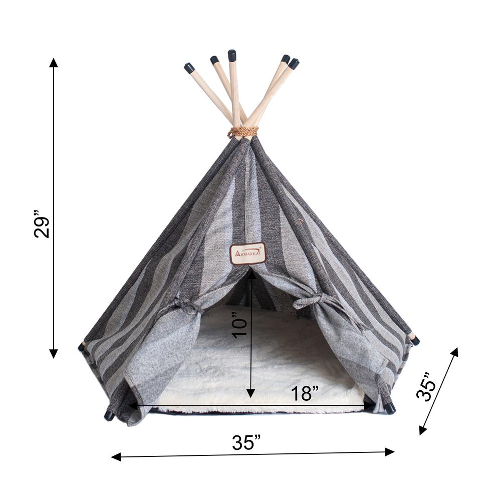 Armarkat Cat Bed Model C56HBS/SH, Teepee Style with Striped Pattern. Picture 6