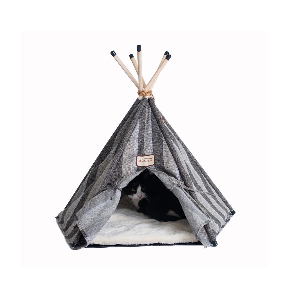 Armarkat Cat Bed Model C56HBS/SH, Teepee Style with Striped Pattern. Picture 10