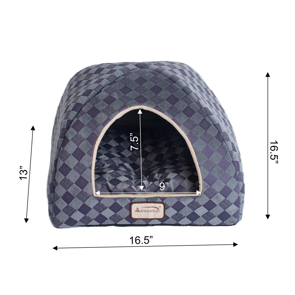 Armarkat Cat Bed Model C65HHG/LS, Purple Gray Combo Checkered Pattern. Picture 6