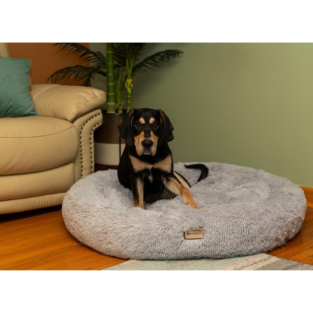 Armarkat Extra Large, Fluffy Gray Round Cat Bed - C71NHS. Picture 6