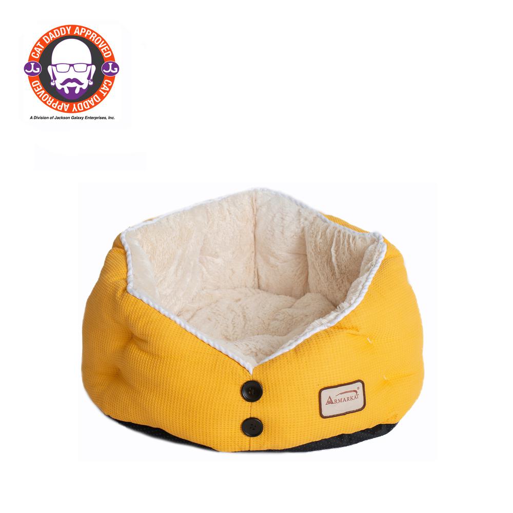 Armarkat Cat Bed Model C75HMB/MH Gold Waffle and White. Picture 1