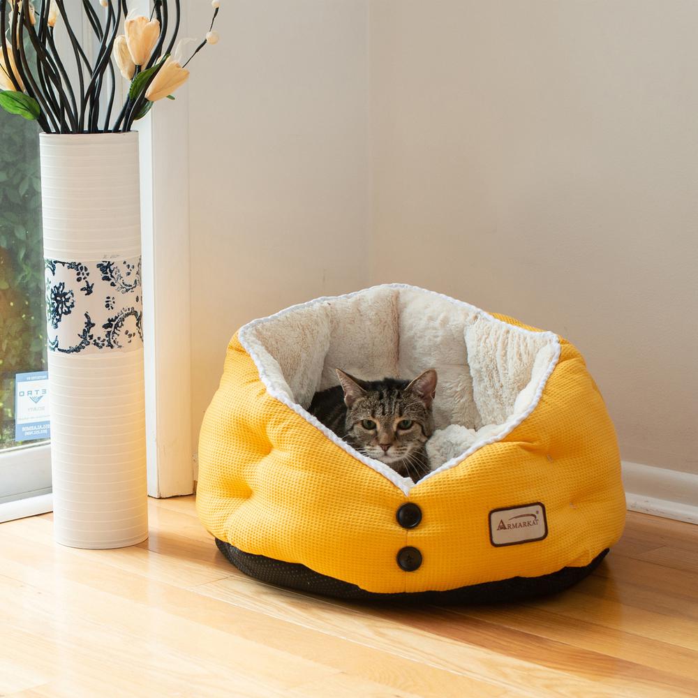 Armarkat Cat Bed Model C75HMB/MH Gold Waffle and White. Picture 6