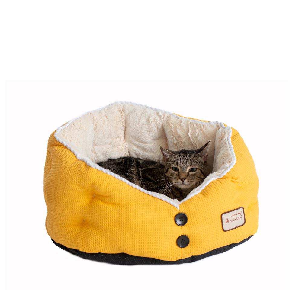 Armarkat Cat Bed Model C75HMB/MH Gold Waffle and White. Picture 10