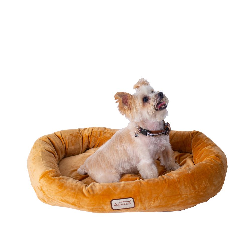 Armarkat Model D02CZS-S Small Earth Brown Bolstered Pet Bed and Mat. Picture 1