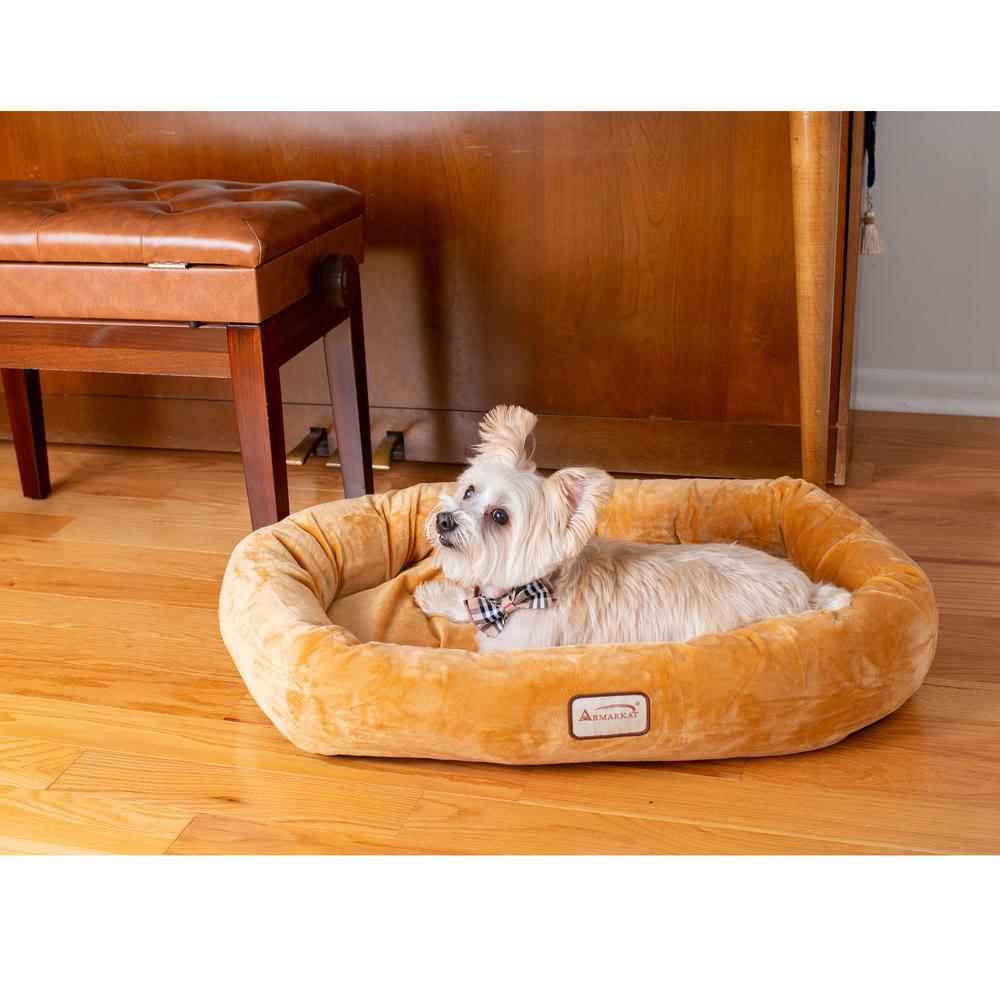 Armarkat Model D02CZS-S Small Earth Brown Bolstered Pet Bed and Mat. Picture 4