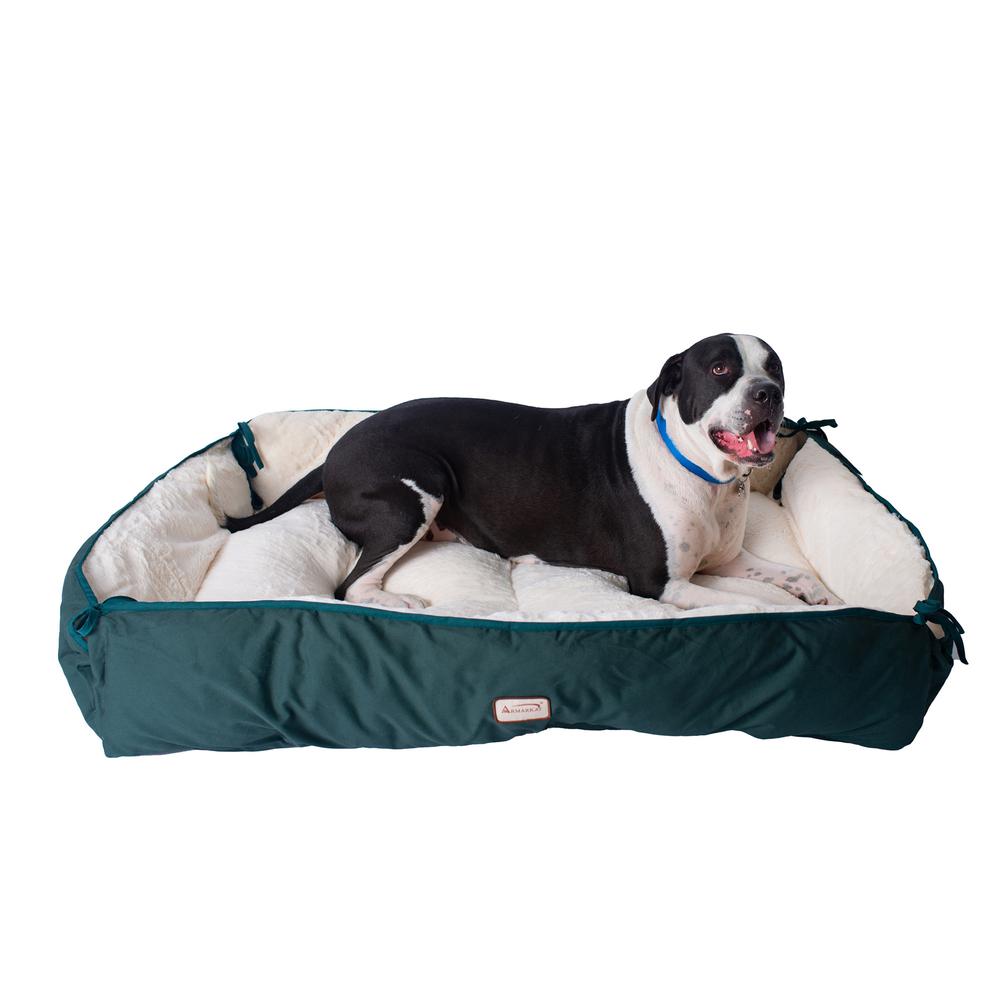 Armarkat Model D04HML/MB-L Large Laurel Green & Ivory Pet Bed and Mat. Picture 1