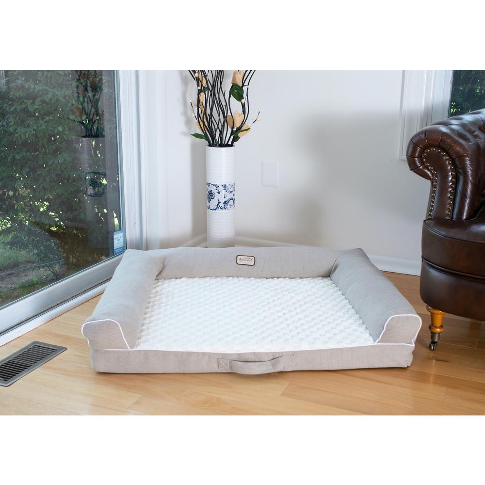 New Armarkat Model D07B Ivory & Beige Medium Bolstered Pet Bed with Memory Foam. Picture 5