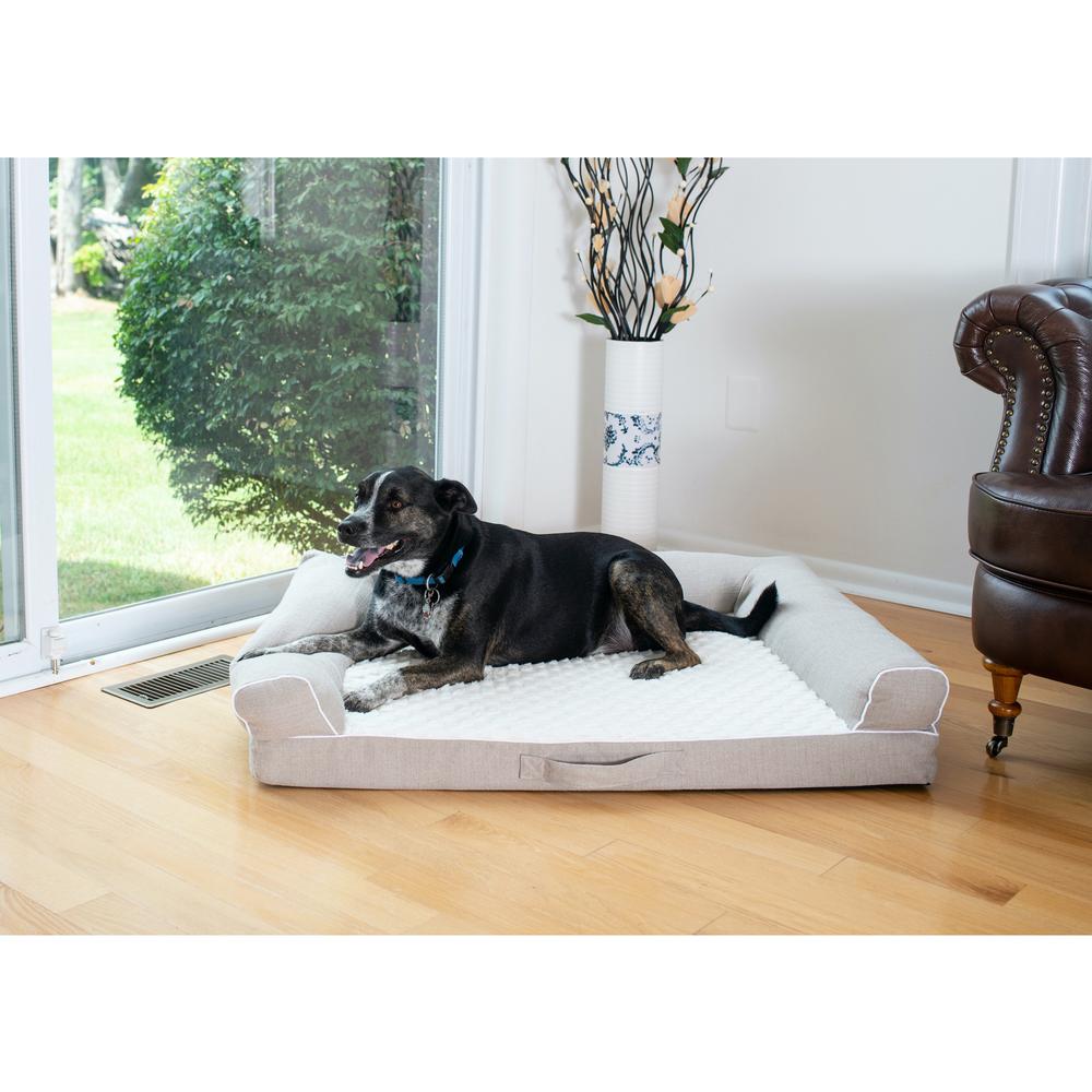 New Armarkat Model D07B Ivory & Beige Medium Bolstered Pet Bed with Memory Foam. Picture 6