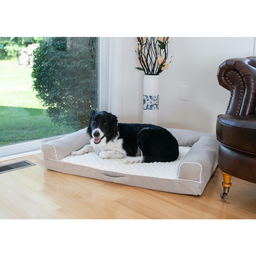 New Armarkat Model D07B Ivory & Beige Medium Bolstered Pet Bed with Memory Foam. Picture 8