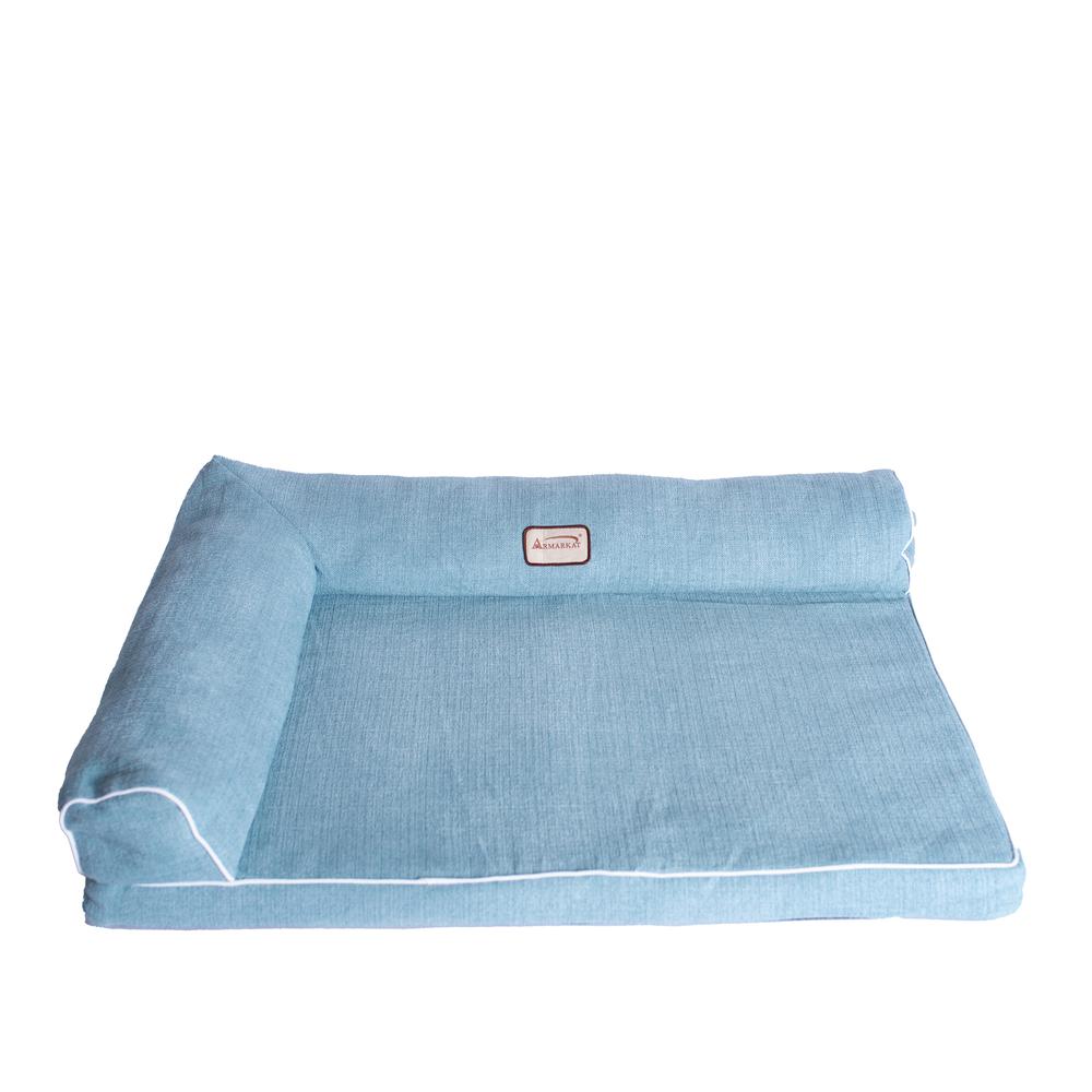 New Armarkat Model D08A Soothing Blue Medium Bolstered Pet Bed with Poly Fill Cushion. Picture 1
